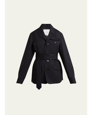 Setchu Travel Self-Tie Wool Gabardine Safari Jacket - Blue