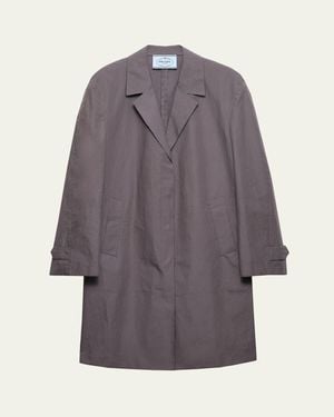 Prada Cotton Single-Breasted Overcoat - Purple