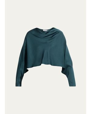 Jonathan Simkhai Bearitz Draped Cowl-Neck Satin Top - Blue