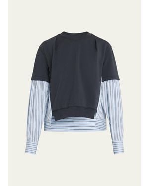 3.1 Phillip Lim Mixed-Media Layered Sweatshirt - Blue