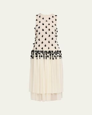 DIOTIMA Embellished Sleeveless Tiered Midi Dress - White