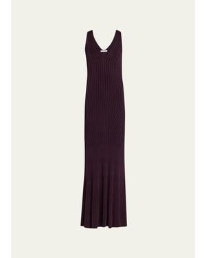 Adam Lippes Twyla Sleeveless Ribbed Midi Dress - Purple