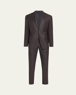 Giorgio Armani Soft Line Micro-Check Two-Piece Suit - Brown