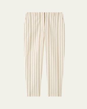 Loro Piana Regan Striped Ankle-Length Pants - Natural