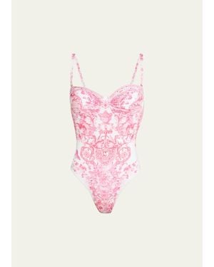 CAMILLA Ruched Underwire One-Piece Swimsuit - Pink