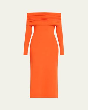 Ralph Lauren Off-Shoulder Long Sleeve Dress - Orange