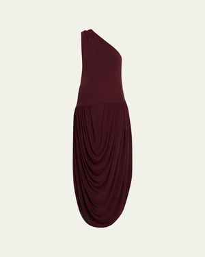 Brandon Maxwell Mila Draped One-Shoulder Maxi Dress - Purple