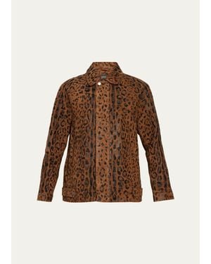 Kobi Halperin Lana Beaded Animal-Print Suede Jacket - Brown