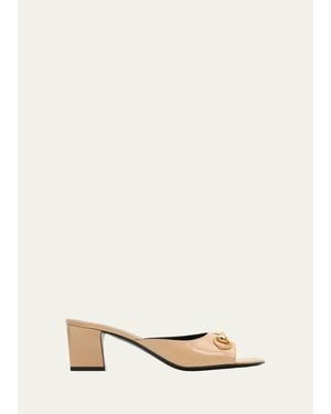 Gucci 55Mm Signora Leather Mules - Natural