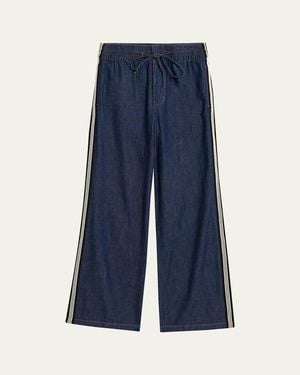 Veronica Beard Taylor Wide-Leg Track Jeans - Blue