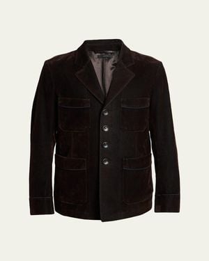 Tom Ford Flocked Cotton Blend Patch Pocket Blazer - Black