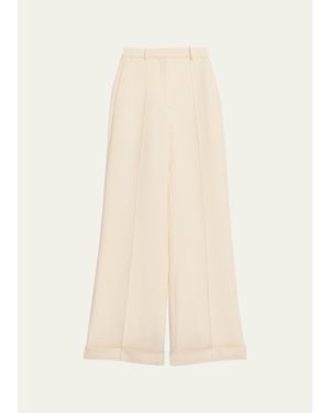 Adam Lippes High-Rise Cuffed Wide-Leg Pants - Natural