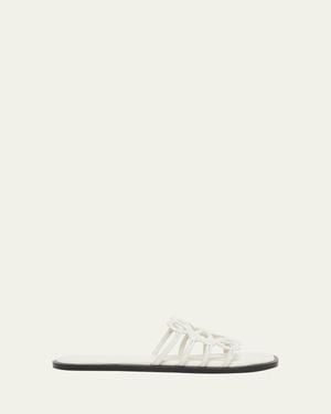Loewe Petal Leather Anagram Slide Sandals - Natural