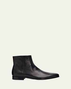 Prada Leather Ankle Boots - Black