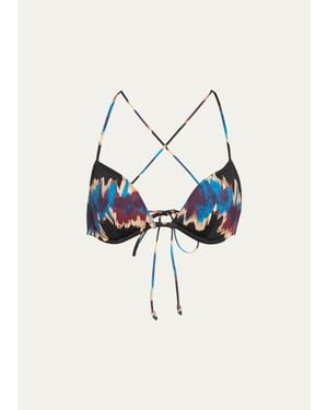 Ulla Johnson Floria Ikat Tie Bikini Top - Blue