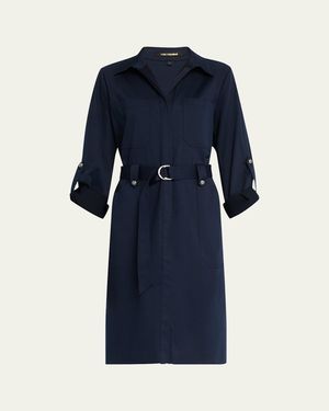 Kobi Halperin Caryss Belted A-Line Shirtdress - Blue
