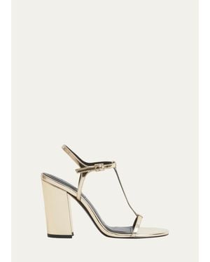 Jonathan Simkhai 90Mm Stacey Metallic Leather T-Strap Sandals - Natural