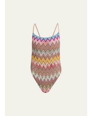 Missoni Zig Zag Chevron One-Piece Swimsuit - White