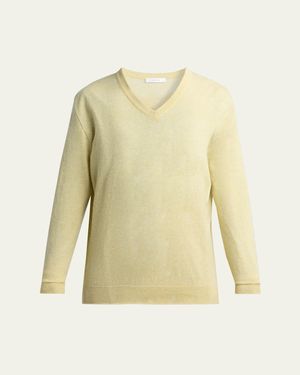 The Row Nian Cashmere V-Neck Sweater - Yellow