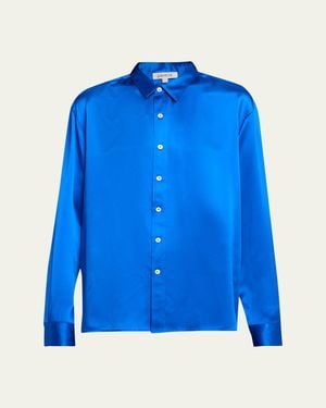 Zankov Jimmy Button-Front Silk Shirt - Blue