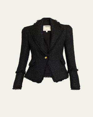 L'Agence Kaisley Waffle Tweed Blazer - Black