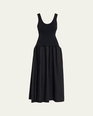 FFORME Marina Sleeveless Cotton-Silk Flared Midi Dress - Black