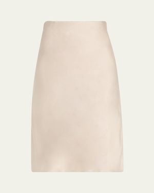 Michael Kors Bias Satin Midi Pull-On Skirt - Natural