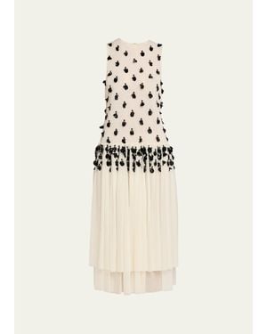 DIOTIMA Embellished Sleeveless Tiered Midi Dress - White