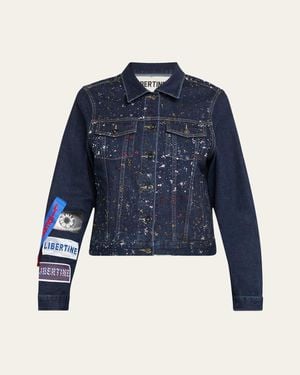 Libertine Meteor Shower Embellished Label-Print Jacket - Blue