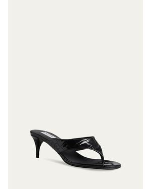 Alaïa 55Mm Infradito Croc-Embossed Leather Thong Sandals - White