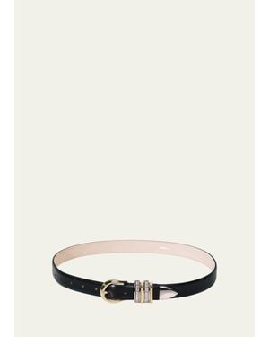 DEHANCHE Hollyhock Crystal-Embellished Mixed Metal Leather Belt - White