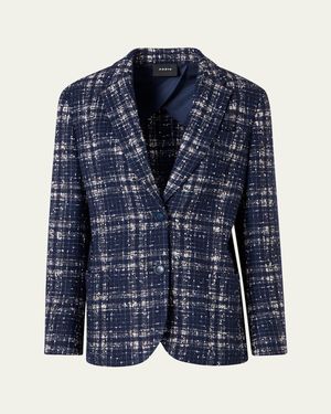 Akris Wool-Viscose Tweed Kora Jacket - Blue