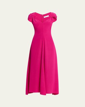 Prabal Gurung Twisted Cap-Sleeve A-Line Midi Dress - Pink