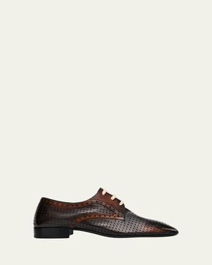 Dries Van Noten Perforated Leather Lace-Up Loafers - White