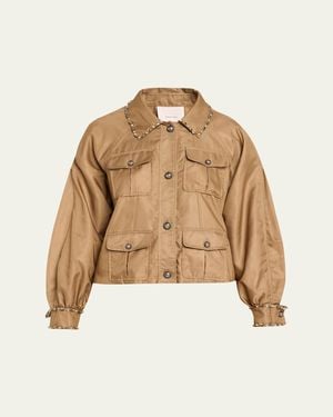 Cinq À Sept Rhinestone Chain Utility Jacket - Natural