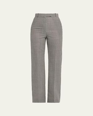 McQueen Gingham Check Straight-Leg Pants - Gray