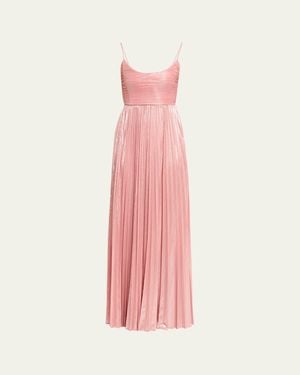 retroféte Rhosyn Scoop-Neck Pleated Lame Maxi Dress - Pink