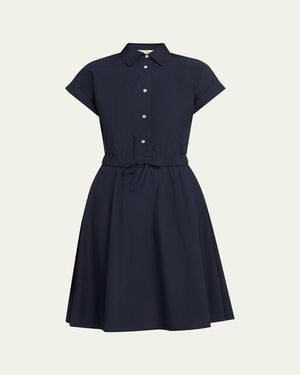 Officine Generale Anae Short-Sleeve Cotton Voile Mini Dress - Blue