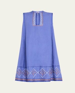 Thierry Colson Apolonia Embroidered Cotton Midi Dress - Blue