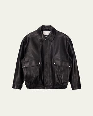DUNST Oversized Vintage Leather Jacket - Black