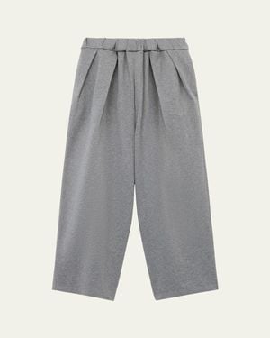 Loewe Drawstring Wide-Leg Pleated Sweatpants - Gray