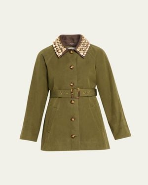 Veronica Beard Langham Dickey Coat With Removable Collar - Green