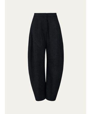 Alaïa Round Wool Barrel-Leg Pants - Blue