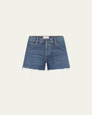 FRAME The Long Hand Denim Shorts - Blue