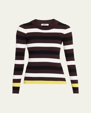 Zankov Striped Rib Crewneck Sweater - White