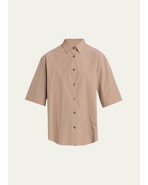 Maria McManus Short-Sleeve Cotton Tunic Shirt - Natural