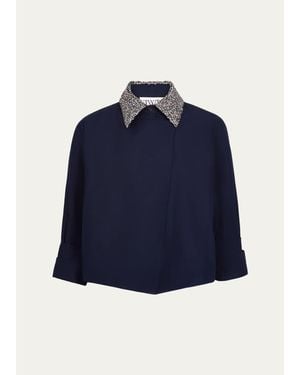 Twp New Chapter Crystal-Collar Cotton Shirt - Blue