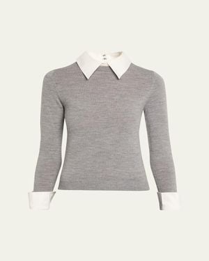 Alice + Olivia Porla Collared Sweater - Gray