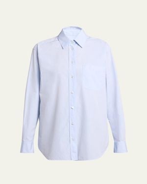 The Row Gavina Cotton Button-Down Shirt - Blue