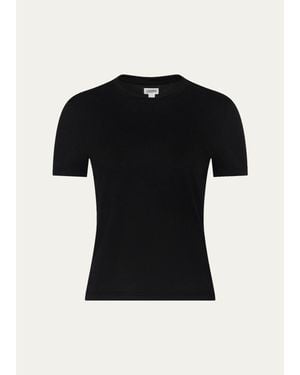 L'Agence Aileen Cotton Crewneck T-Shirt - Black